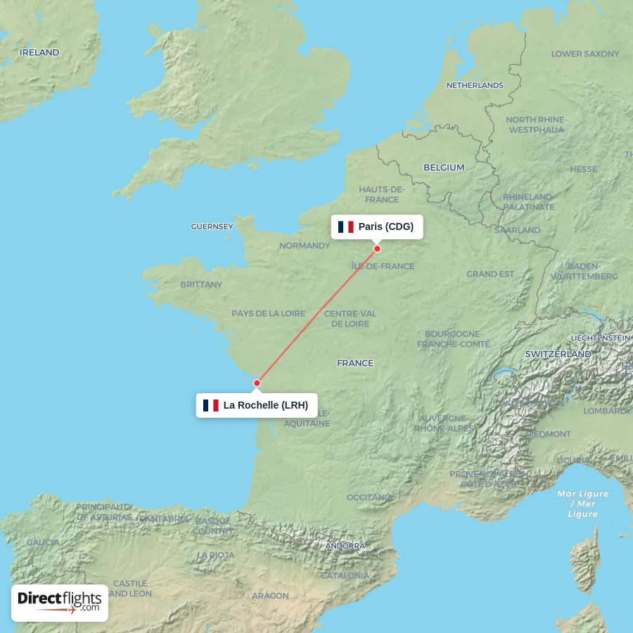 LRH - CDG route map