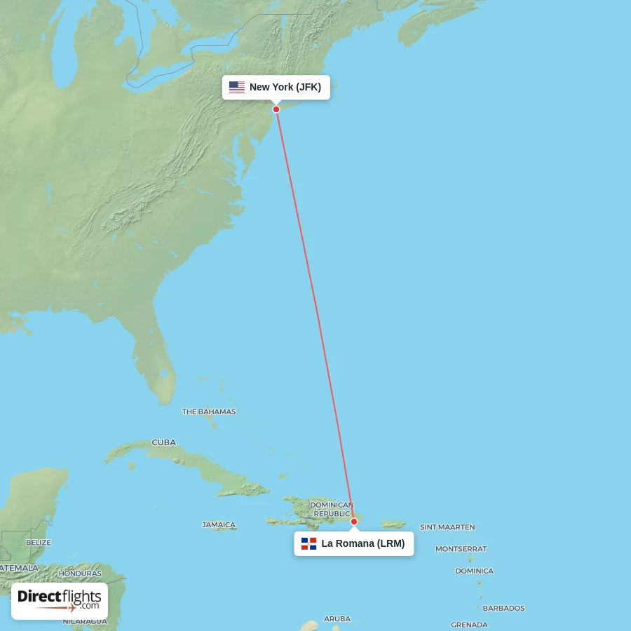 LRM - JFK route map