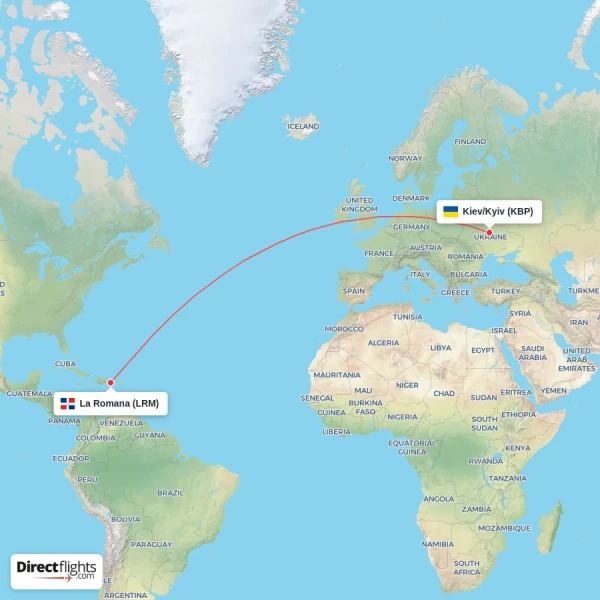La Romana - Kiev/Kyiv direct flight map