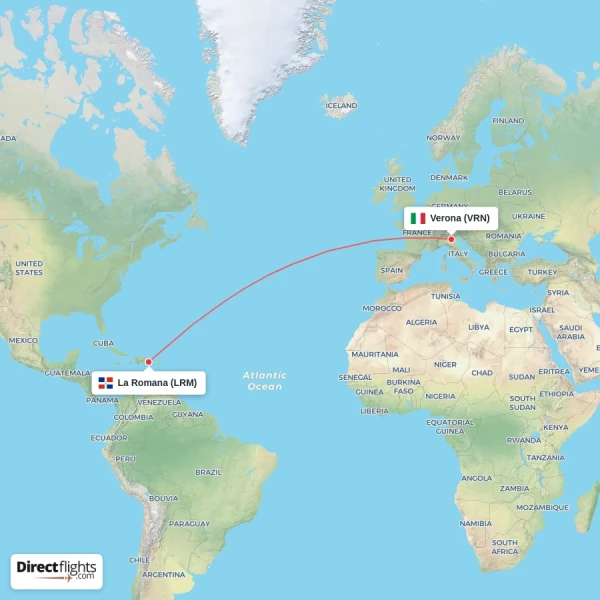 La Romana - Verona direct flight map
