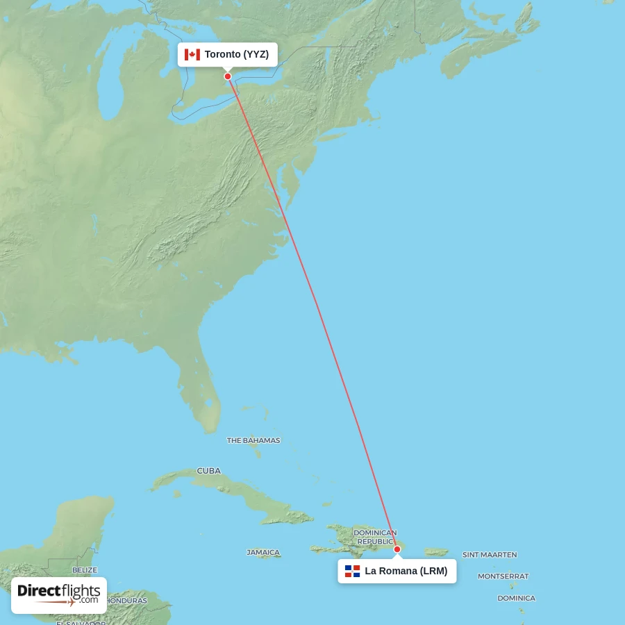 LRM - YYZ route map