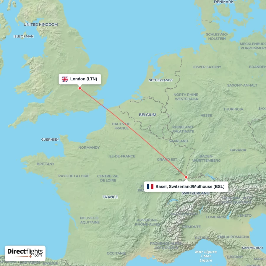 LTN - BSL route map