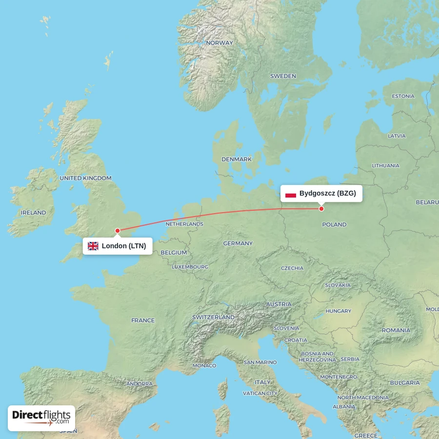 LTN - BZG route map