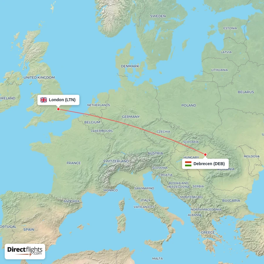 LTN - DEB route map