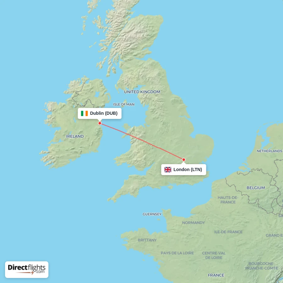 LTN - DUB route map