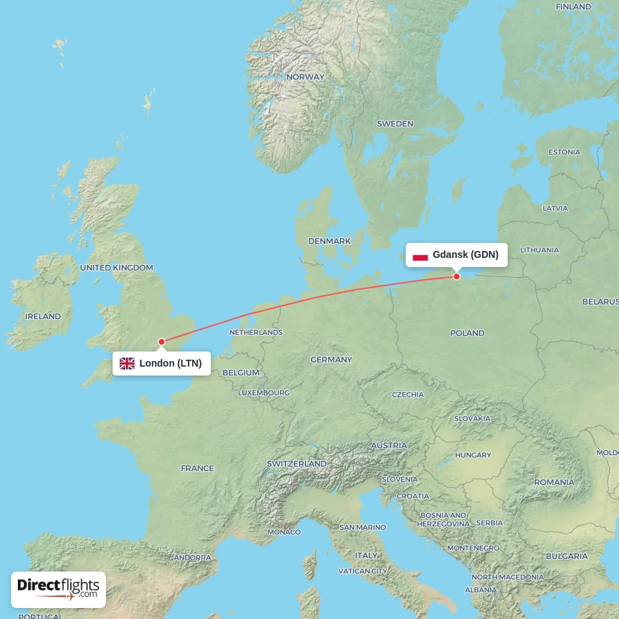 LTN - GDN route map