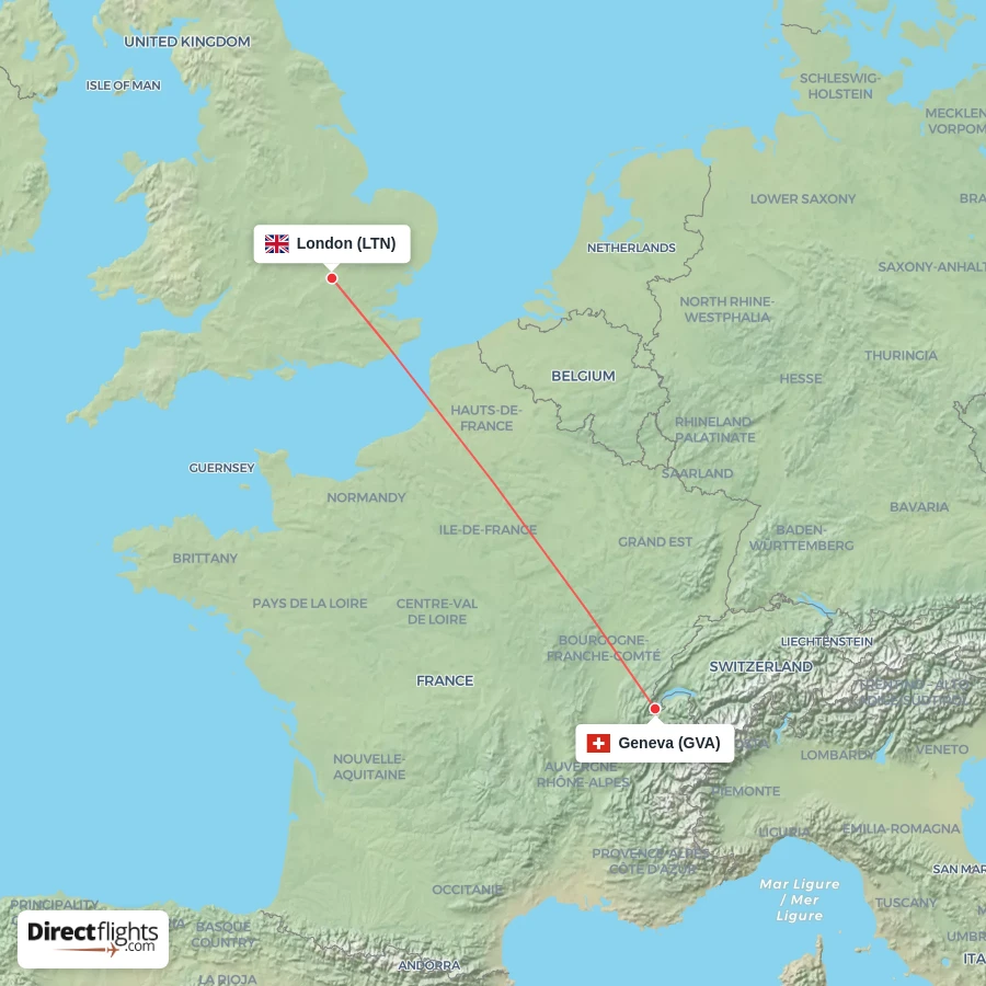 LTN - GVA route map