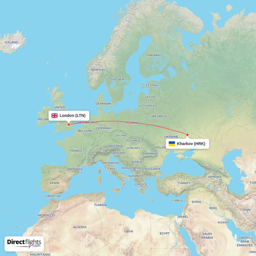 LTN - HRK route map