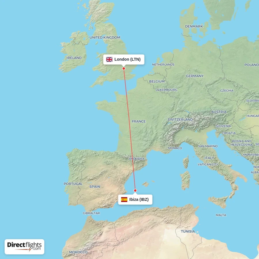 LTN - IBZ route map