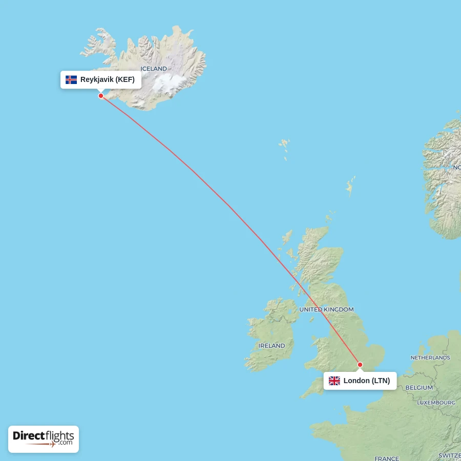 LTN - KEF route map