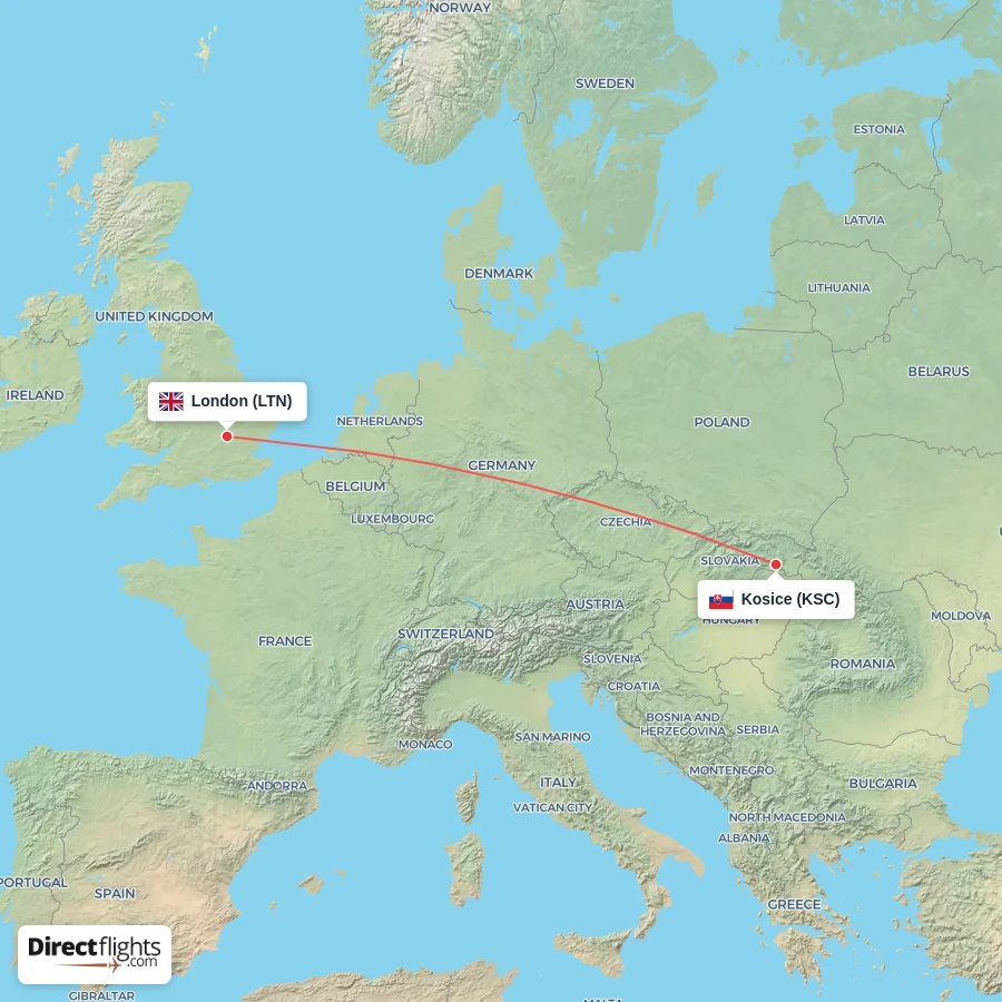 LTN - KSC route map