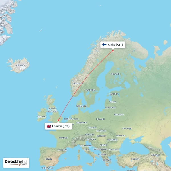 London - Kittila direct flight map
