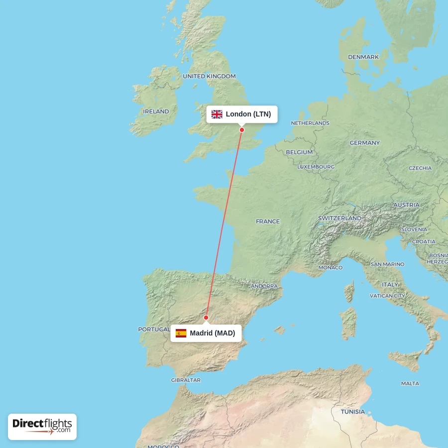 LTN - MAD route map