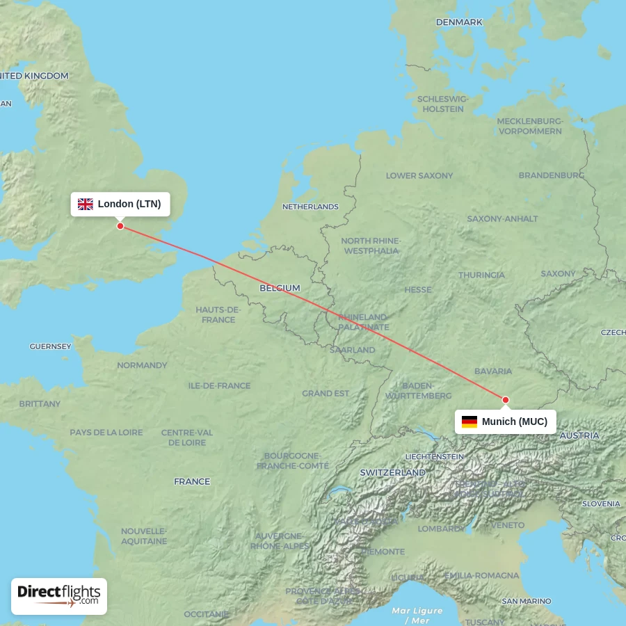 LTN - MUC route map