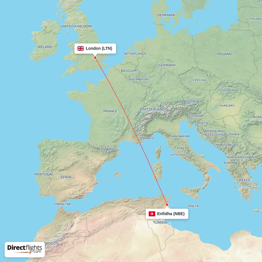 LTN - NBE route map