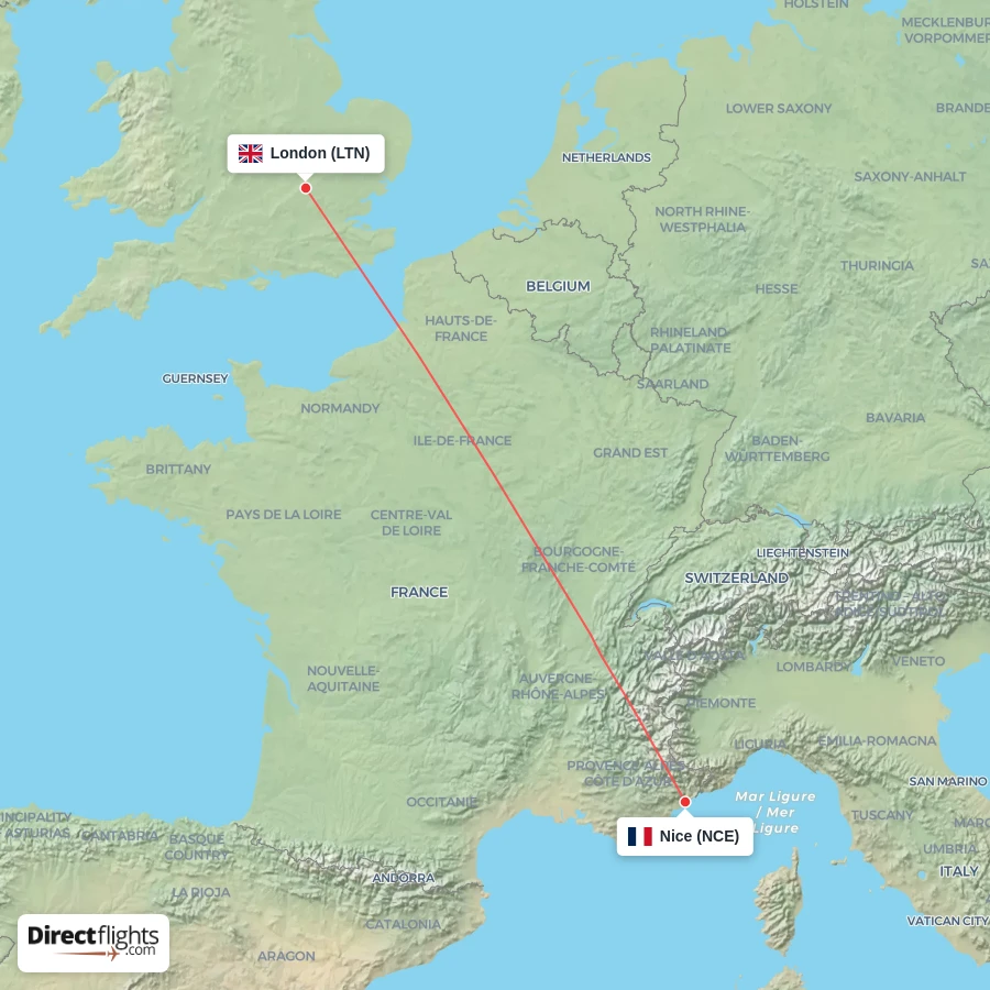 LTN - NCE route map