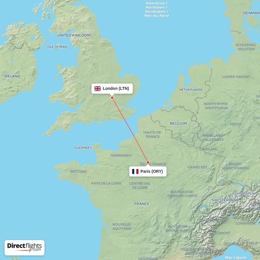 LTN - ORY route map