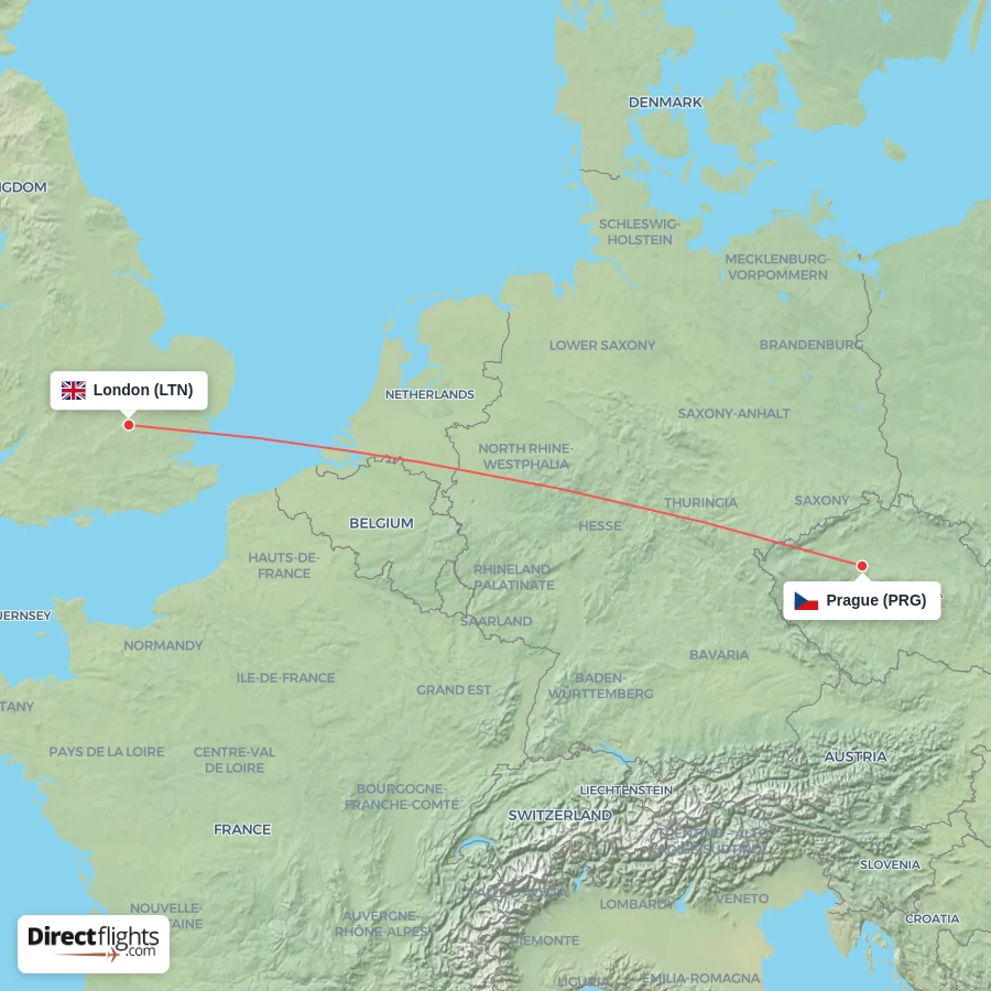 LTN - PRG route map