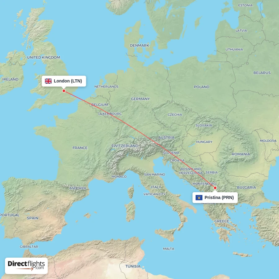 LTN - PRN route map