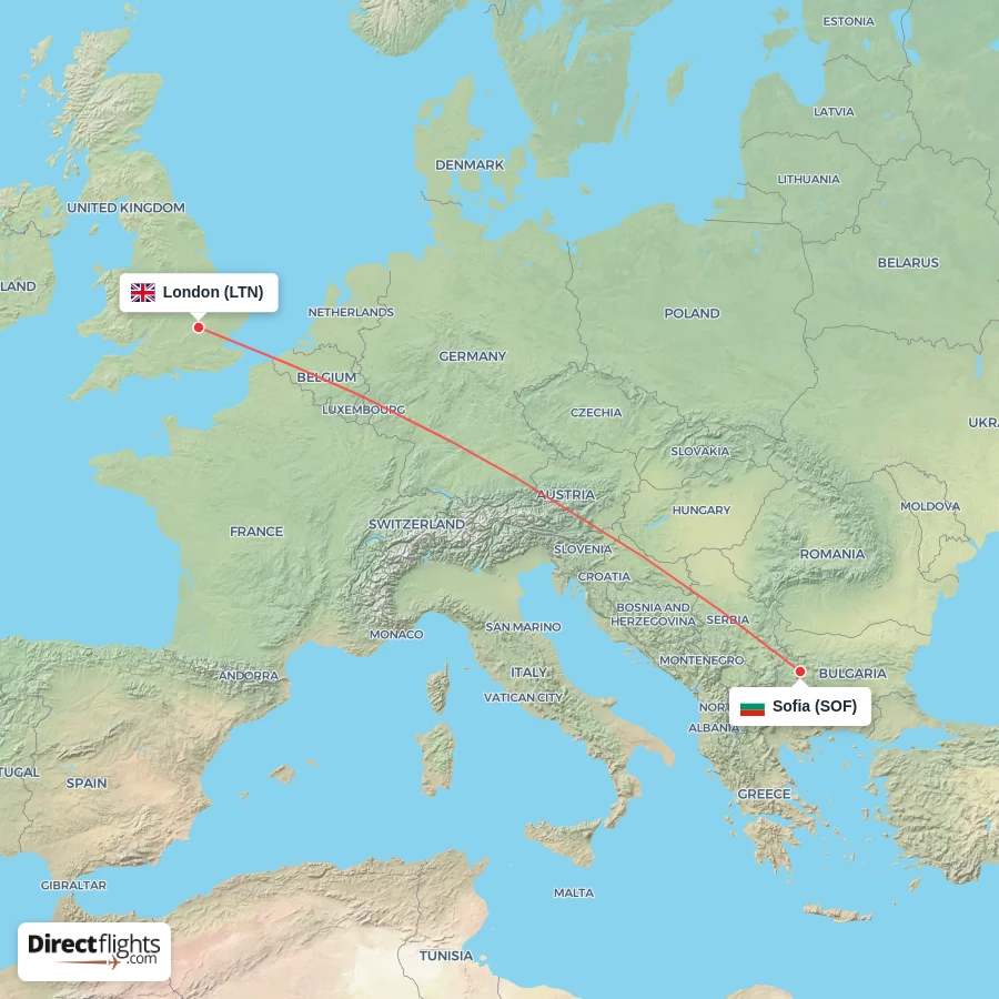 LTN - SOF route map