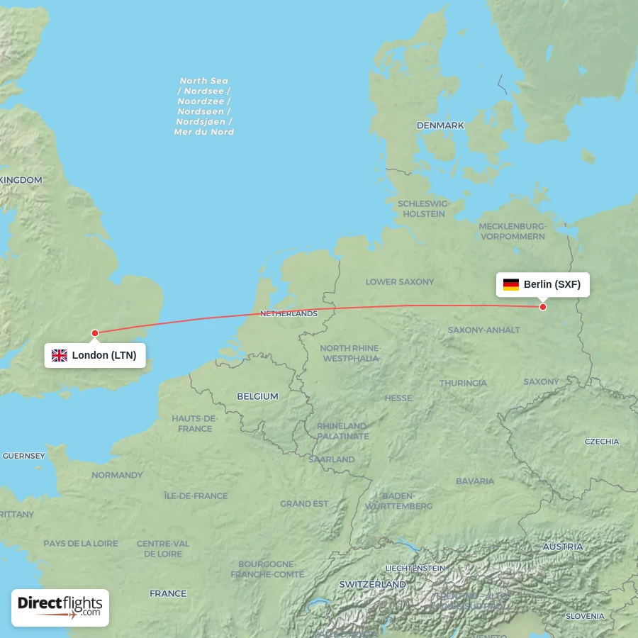 LTN - SXF route map