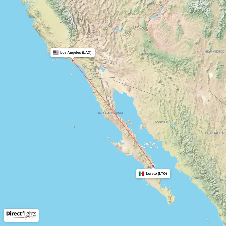 LTO - LAX route map