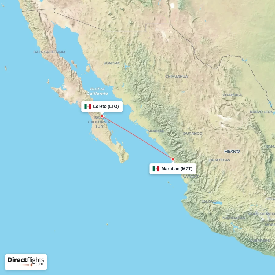 LTO - MZT route map