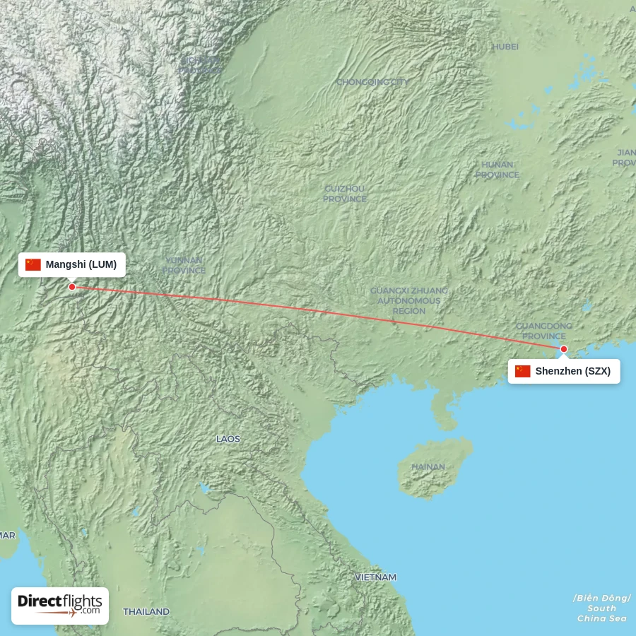 LUM - SZX route map