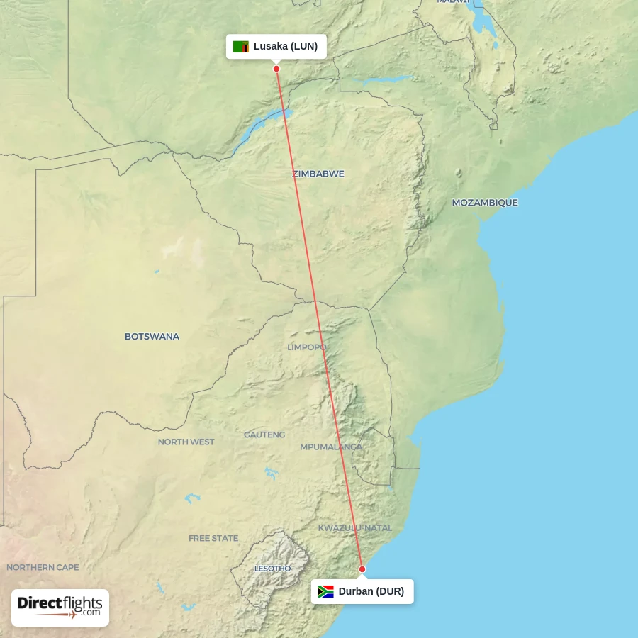 LUN - DUR route map