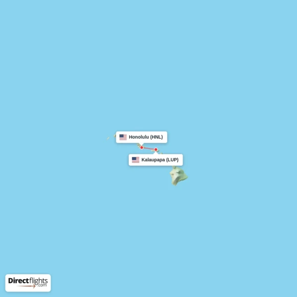 Kalaupapa - Honolulu direct flight map