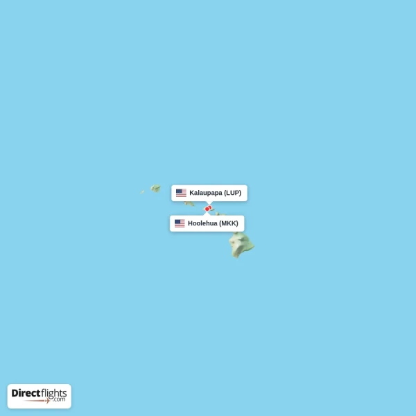 Kalaupapa - Hoolehua direct flight map