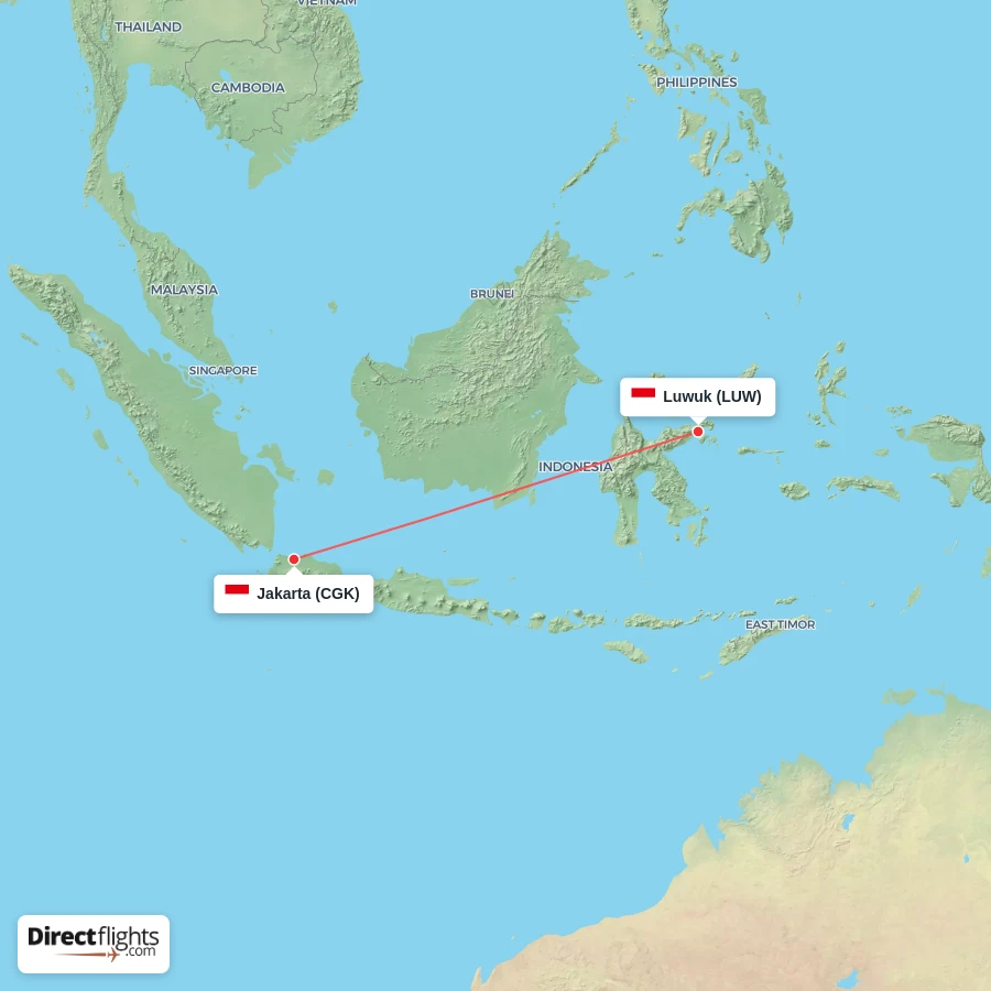 LUW - CGK route map