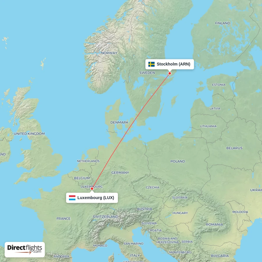 LUX - ARN route map