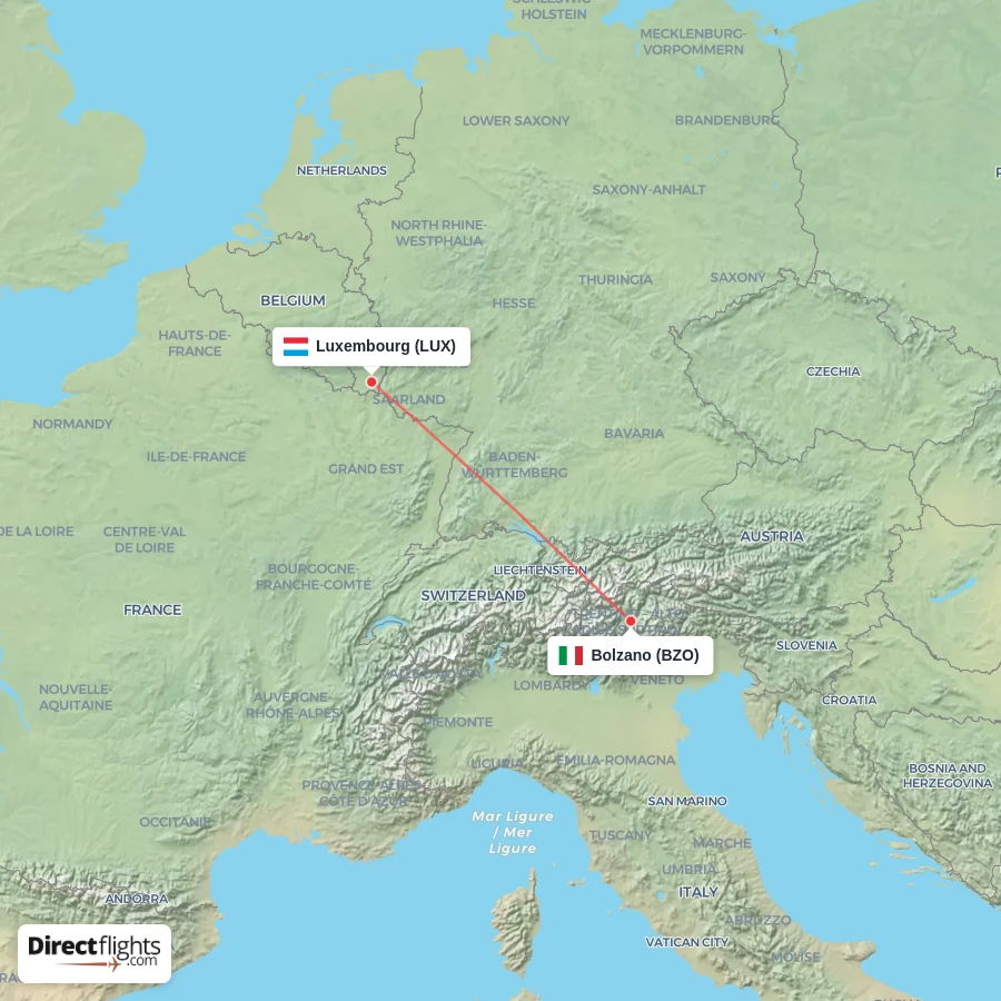LUX - BZO route map