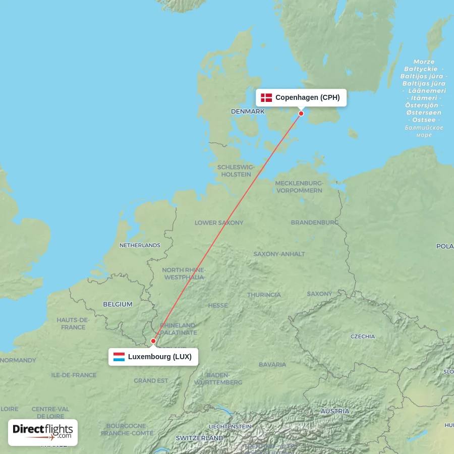 LUX - CPH route map