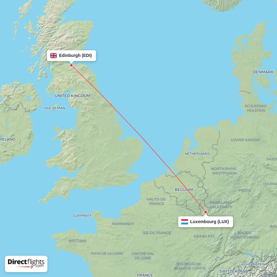 LUX - EDI route map