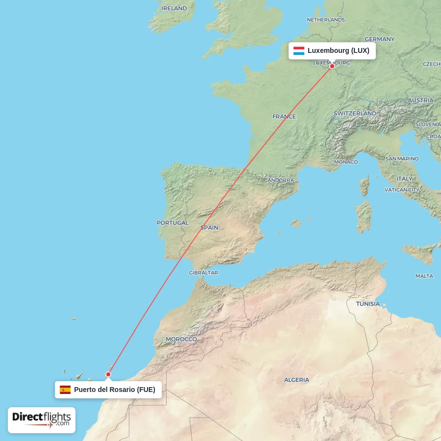 LUX - FUE route map