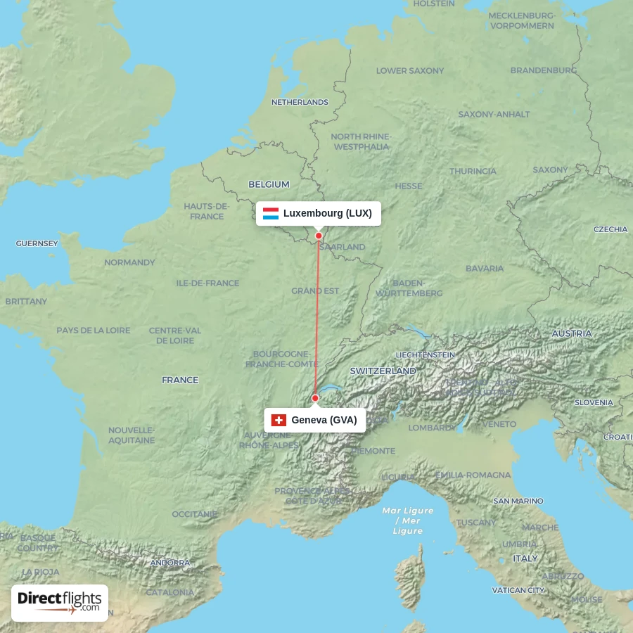 LUX - GVA route map