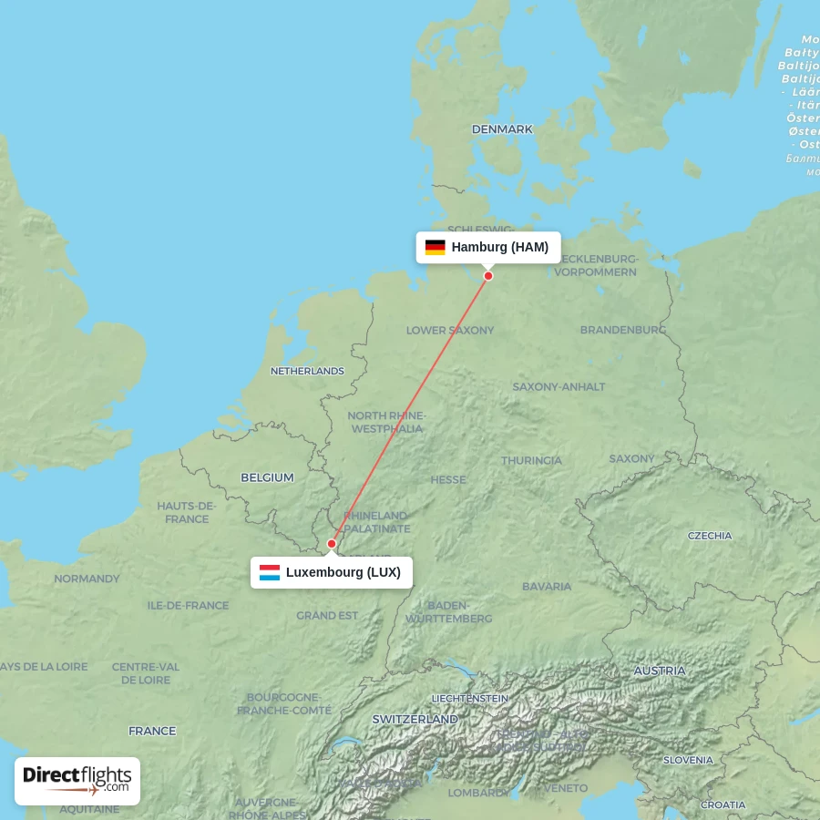 LUX - HAM route map