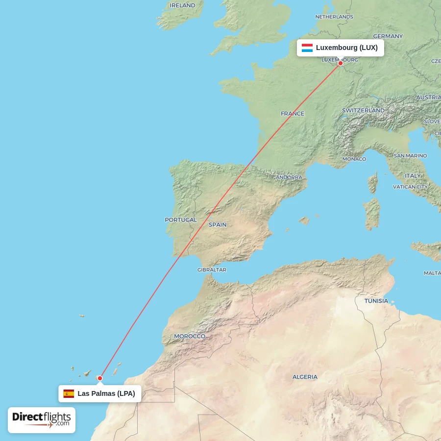 LUX - LPA route map