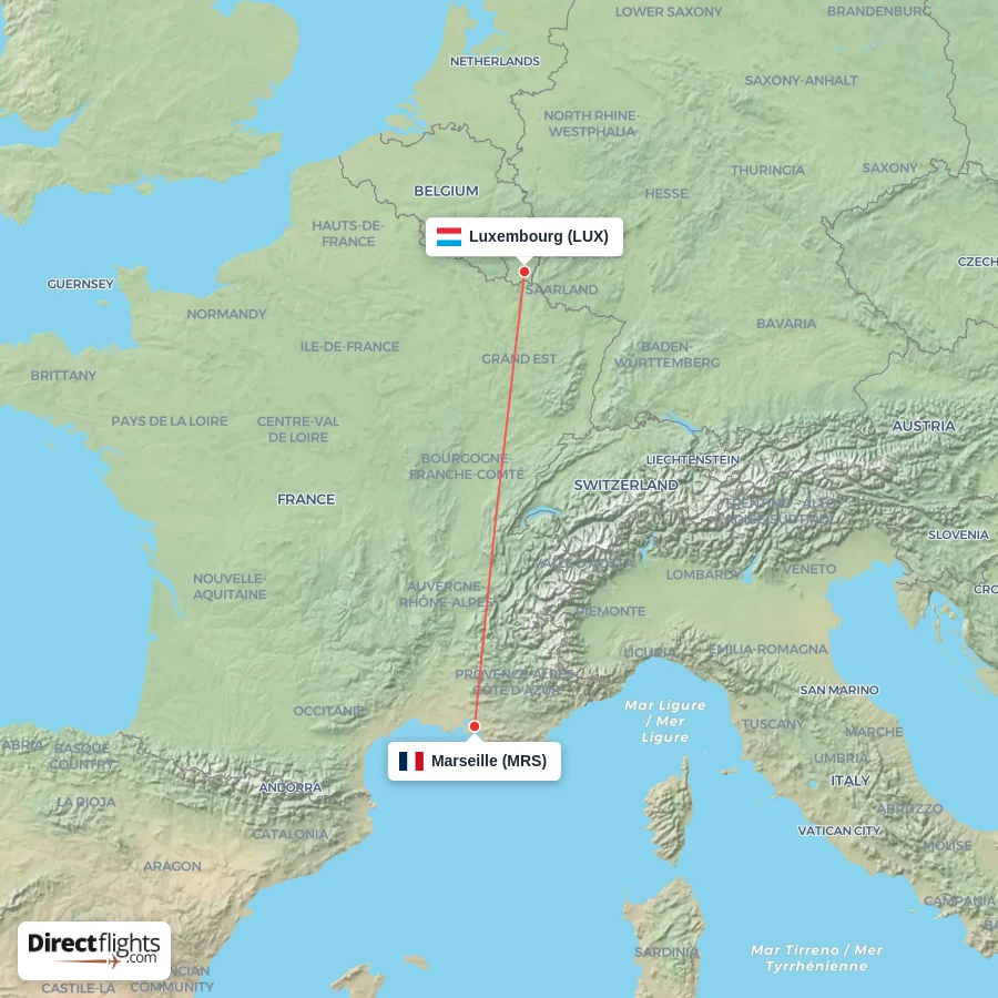 LUX - MRS route map