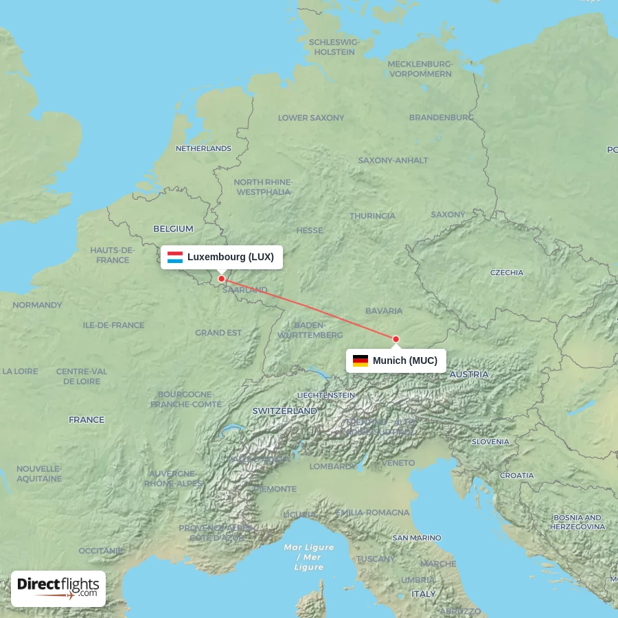LUX - MUC route map