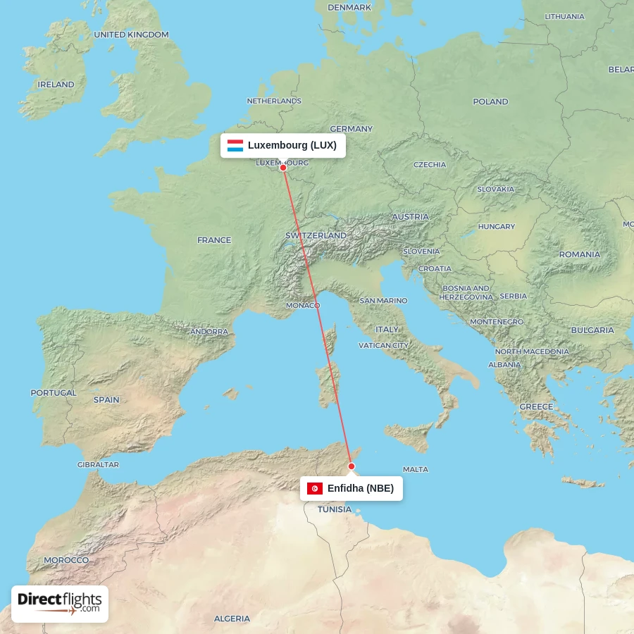 LUX - NBE route map