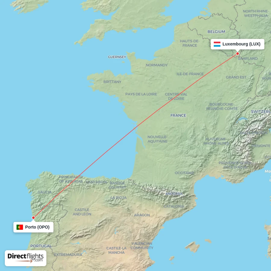 LUX - OPO route map
