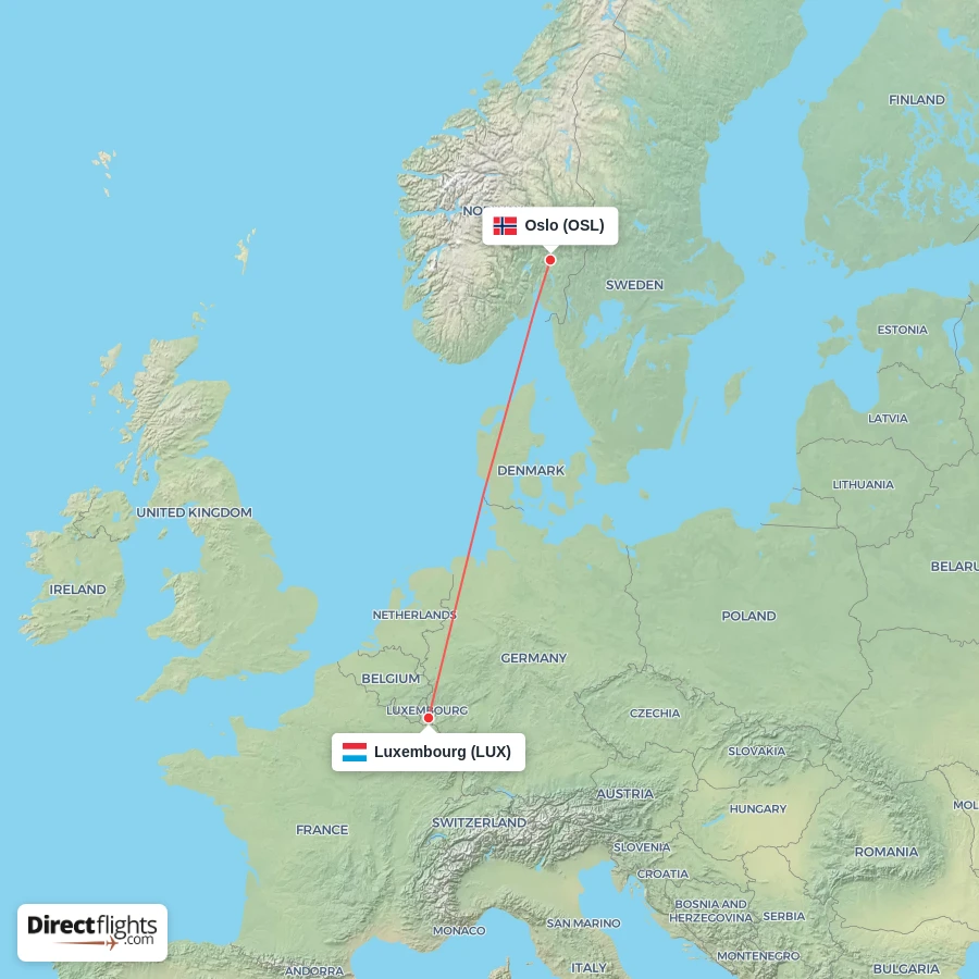 LUX - OSL route map