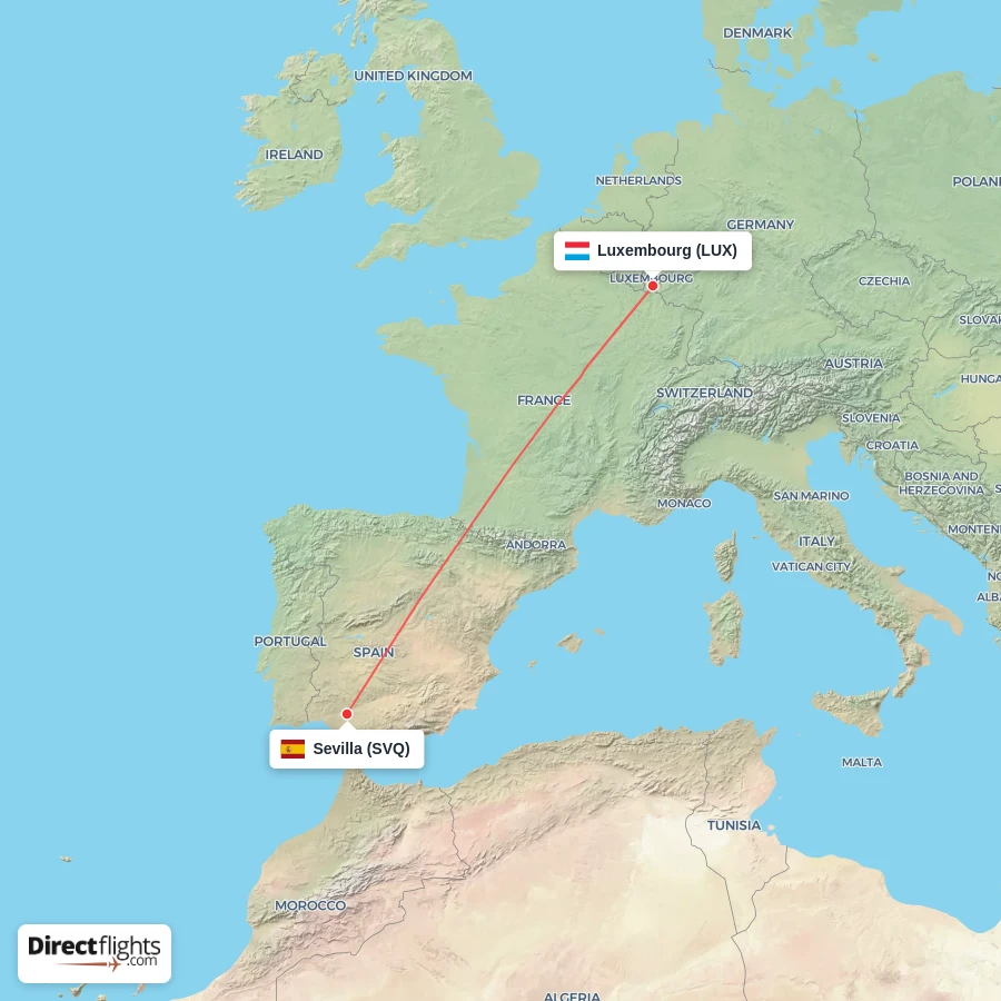 LUX - SVQ route map