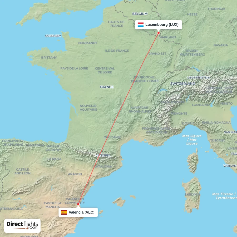LUX - VLC route map
