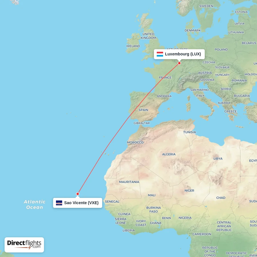 LUX - VXE route map