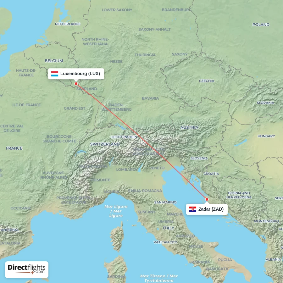 LUX - ZAD route map