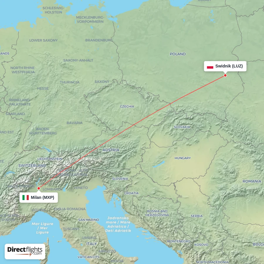LUZ - MXP route map